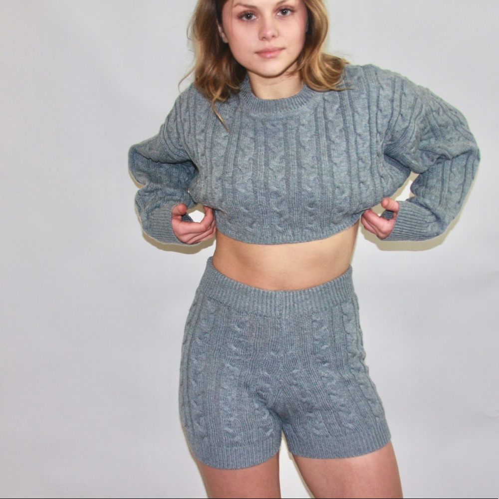 Cropped Two Piece Sweater Set